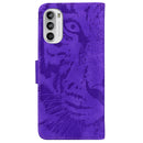 For Motorola Moto G52 Tiger Embossing Pattern Horizontal Flip Leather Phone Case(Purple)