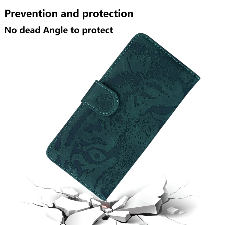 For Motorola Moto G52 Tiger Embossing Pattern Horizontal Flip Leather Phone Case(Green)