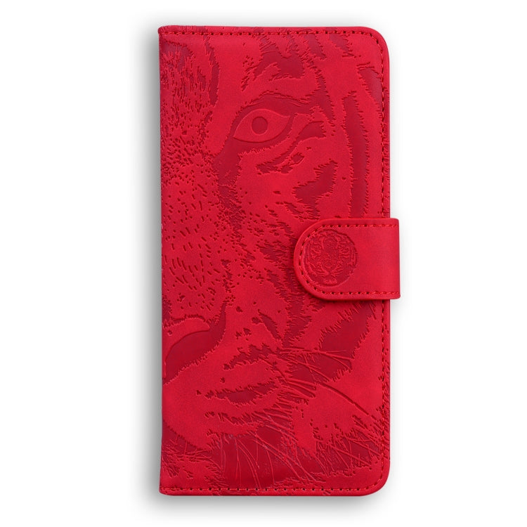 For Motorola Moto G52 Tiger Embossing Pattern Horizontal Flip Leather Phone Case(Red)