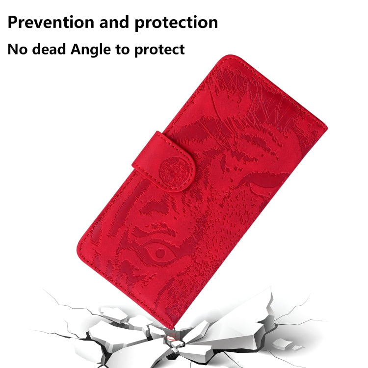 For Motorola Moto G52 Tiger Embossing Pattern Horizontal Flip Leather Phone Case(Red)