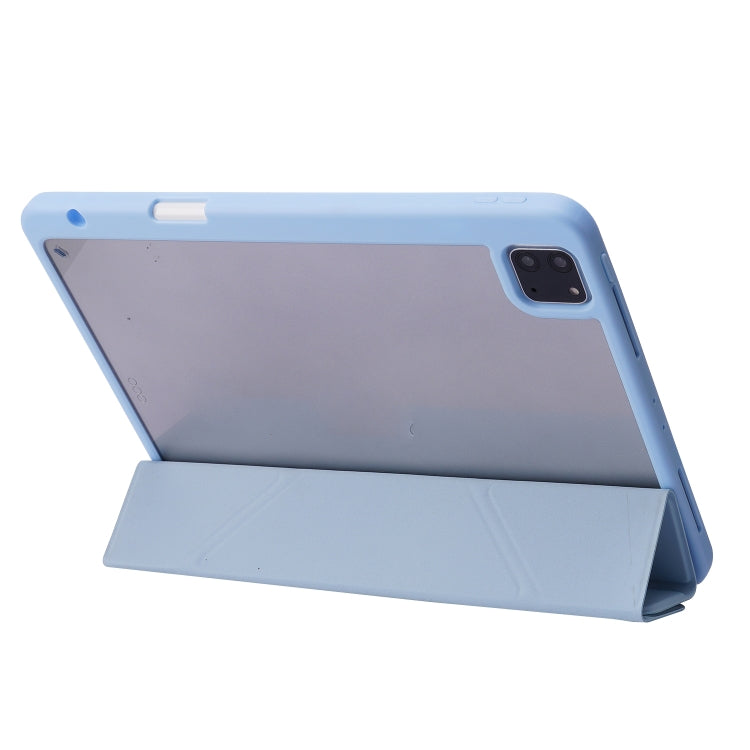 Deformation Transparent Acrylic Leather Tablet Case For iPad Pro 12.9 2021 / 2020 / 2018(Lavender Grey)