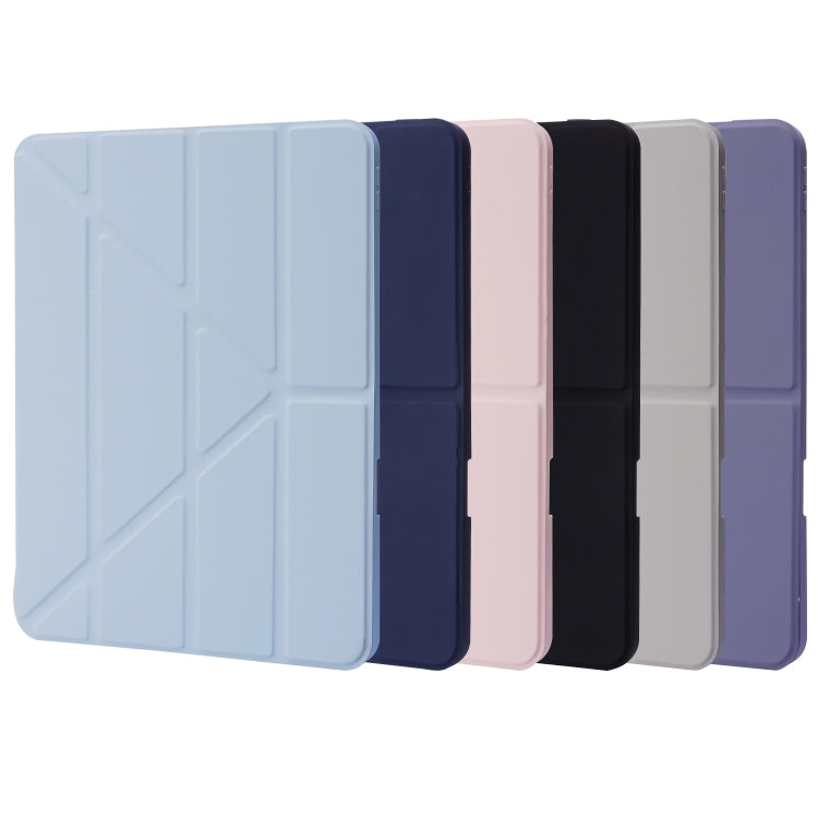 Deformation Transparent Acrylic Leather Tablet Case For iPad Pro 12.9 2021 / 2020 / 2018(Lavender Grey)