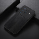For Vivo X80 Pro Yellow Cow Texture PU Phone Case(Black)