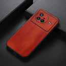For Vivo X80 Yellow Cow Texture PU Phone Case(Brown)