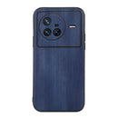 For Vivo X80 Yellow Cow Texture PU Phone Case(Blue)