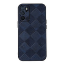 For OPPO A16 Weave Plaid PU Phone Case(Blue)