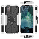 For Nokia G21 Armor Bear Shockproof PC + TPU Phone Case with Ring(White)