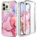 For iPhone 13 Pro Max 360 Full Body Painted Phone Case (Marble L13)