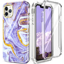 For iPhone 13 360 Full Body Painted Phone Case For iPhone 11 Pro Max(Marble L14)