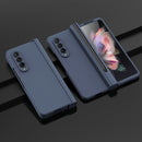 For Samsung Galaxy Z Fold3 5G Pen Slot Oil-sprayed PC+Tempered Film Phone Case(Blue)