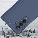 For Samsung Galaxy Z Fold3 5G Pen Slot Oil-sprayed PC+Tempered Film Phone Case(Blue)