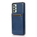 For Samsung Galaxy A53 5G Solid Color PC + TPU Protective Case with Holder & Card Slots(Blue)