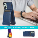 For Samsung Galaxy A53 5G Solid Color PC + TPU Protective Case with Holder & Card Slots(Blue)