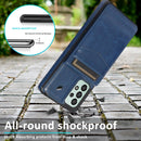 For Samsung Galaxy A53 5G Solid Color PC + TPU Protective Case with Holder & Card Slots(Blue)