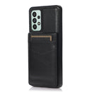 For Samsung Galaxy A73 5G Solid Color PC + TPU Protective Case with Holder & Card Slots(Black)