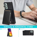 For Samsung Galaxy A73 5G Solid Color PC + TPU Protective Case with Holder & Card Slots(Black)