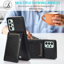 For Samsung Galaxy A73 5G Solid Color PC + TPU Protective Case with Holder & Card Slots(Black)