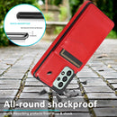 For Samsung Galaxy A73 5G Solid Color PC + TPU Protective Case with Holder & Card Slots(Red)