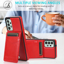 For Samsung Galaxy A73 5G Solid Color PC + TPU Protective Case with Holder & Card Slots(Red)