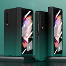For Samsung Galaxy Z Fold3 5G Colorful Gradient Tempered Film Integrated Phone Case(Cyan)