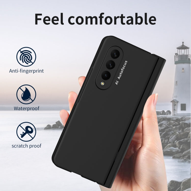 For Samsung Galaxy Z Fold3 5G 360 Full Body Hinge Flip Phone Case with Pen Slot(Black)