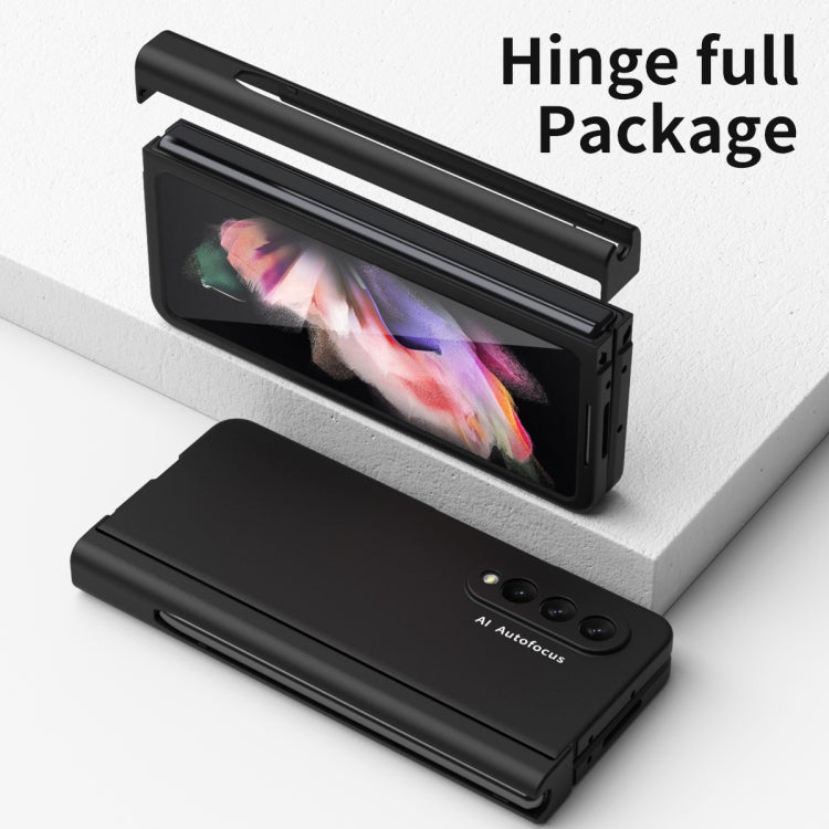 For Samsung Galaxy Z Fold3 5G 360 Full Body Hinge Flip Phone Case with Pen Slot(Black)