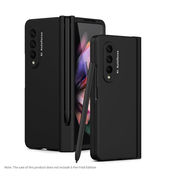 For Samsung Galaxy Z Fold3 5G 360 Full Body Hinge Flip Phone Case with Pen Slot(Black)