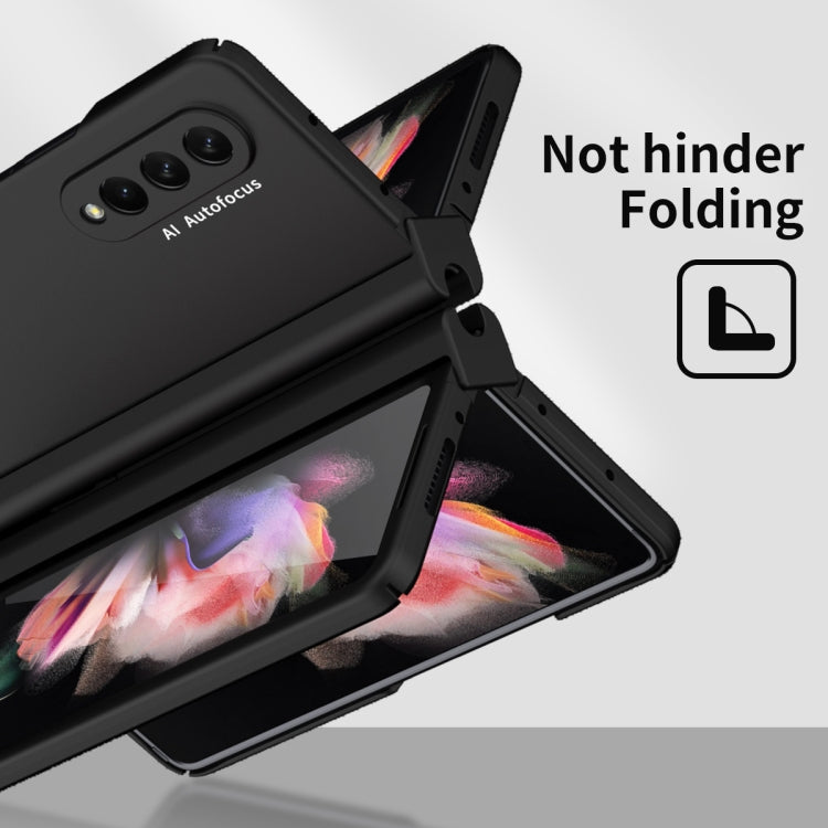 For Samsung Galaxy Z Fold3 5G 360 Full Body Hinge Flip Phone Case with Pen Slot(Black)