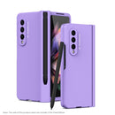 For Samsung Galaxy Z Fold3 5G 360 Full Body Hinge Flip Phone Case with Pen Slot(Purple)