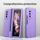 For Samsung Galaxy Z Fold3 5G 360 Full Body Hinge Flip Phone Case with Pen Slot(Purple)