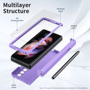 For Samsung Galaxy Z Fold3 5G 360 Full Body Hinge Flip Phone Case with Pen Slot(Purple)