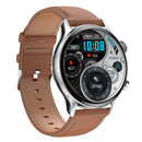 HK8Pro 1.36 inch AMOLED Screen Leather Strap Smart Watch, Support NFC Function / Blood Oxygen Monitoring(Silver)