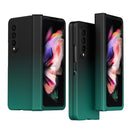 For Samsung Galaxy Z Fold3 5G Gradient Color Hinge Flip Phone Case Without Film(Black Green)