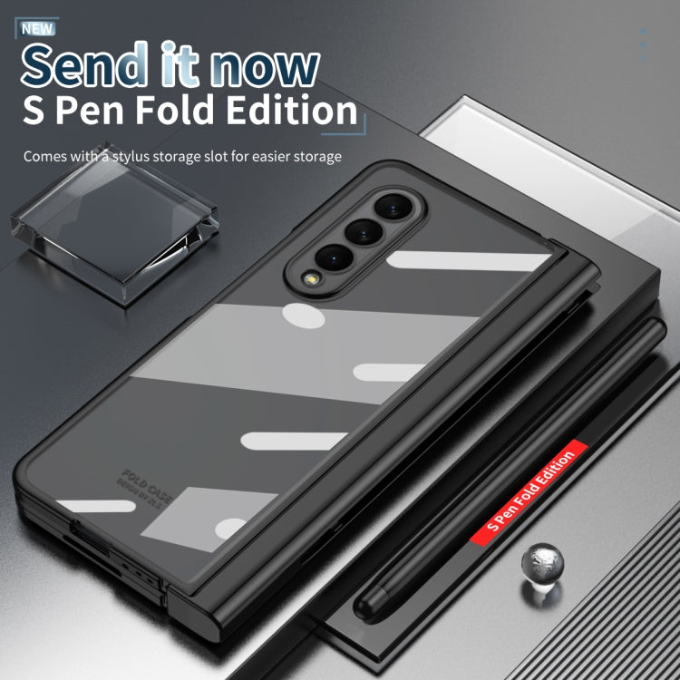 For Samsung Galaxy Z Fold3 5G 360 Full Body Electroplating Hinge Phone Case with Stylus(Black)