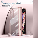 For Samsung Galaxy Z Fold3 5G 360 Full Body Electroplating Hinge Phone Case with Stylus(Pink)