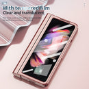For Samsung Galaxy Z Fold3 5G 360 Full Body Electroplating Hinge Phone Case with Stylus(Pink)