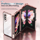 For Samsung Galaxy Z Fold3 5G 360 Full Body Electroplating Hinge Phone Case with Stylus(Pink)
