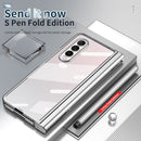 For Samsung Galaxy Z Fold3 5G 360 Full Body Electroplating Hinge Phone Case with Stylus(Silver)