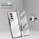 For Samsung Galaxy Z Fold3 5G 360 Full Body Electroplating Hinge Phone Case with Stylus(Silver)