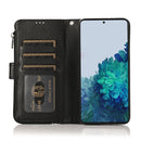 For Samsung Galaxy S21+ 5G Microfiber Zipper Horizontal Flip Leather Case(Black)