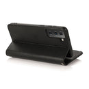 For Samsung Galaxy S21+ 5G Microfiber Zipper Horizontal Flip Leather Case(Black)