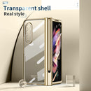 For Samsung Galaxy Z Fold3 5G Electroplating Hinge Phone Case with Stylus(Gold)