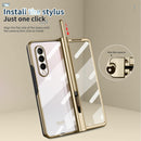 For Samsung Galaxy Z Fold3 5G Electroplating Hinge Phone Case with Stylus(Gold)