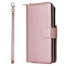 For Samsung Galaxy S22 5G 9 Card Slots Zipper Wallet Bag Leather Phone Case(Rose Gold)
