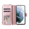 For Samsung Galaxy S22 5G 9 Card Slots Zipper Wallet Bag Leather Phone Case(Rose Gold)