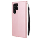 For Samsung Galaxy S22 Ultra 5G 3 Card Slots Multifunctional Leather Phone Case(Rose Gold)