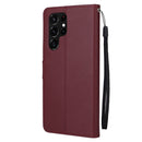 For Samsung Galaxy S22 Ultra 5G 3 Card Slots Multifunctional Leather Phone Case(Wine Red)