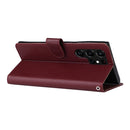 For Samsung Galaxy S22 Ultra 5G 3 Card Slots Multifunctional Leather Phone Case(Wine Red)