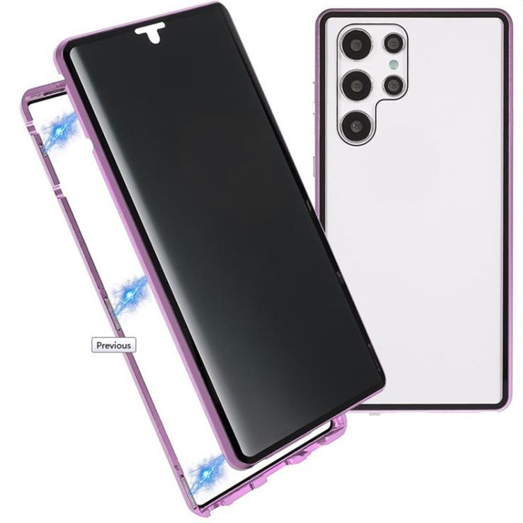 For Samsung Galaxy S22 Ultra 5G Anti-peeping Magnetic Double-sided Tempered Glass Phone Case(Purple)