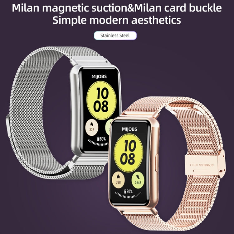 For Huawei Watch Fit Mijobs Milan Buckle Stainless Steel Watch Band(Silver)